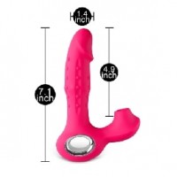 Vibrator, Wiggle & Thrusting, Clitoral Suction, 12 Function, Silicone, Rechargeable, RED
